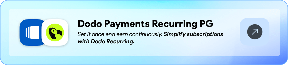Dodo recurring payment gateway addon plugin for gobiz vcard saas